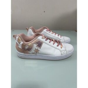 DC Court Graffik Women's 11 White Leather Pink Skate Sneakers Streetwear Low Top